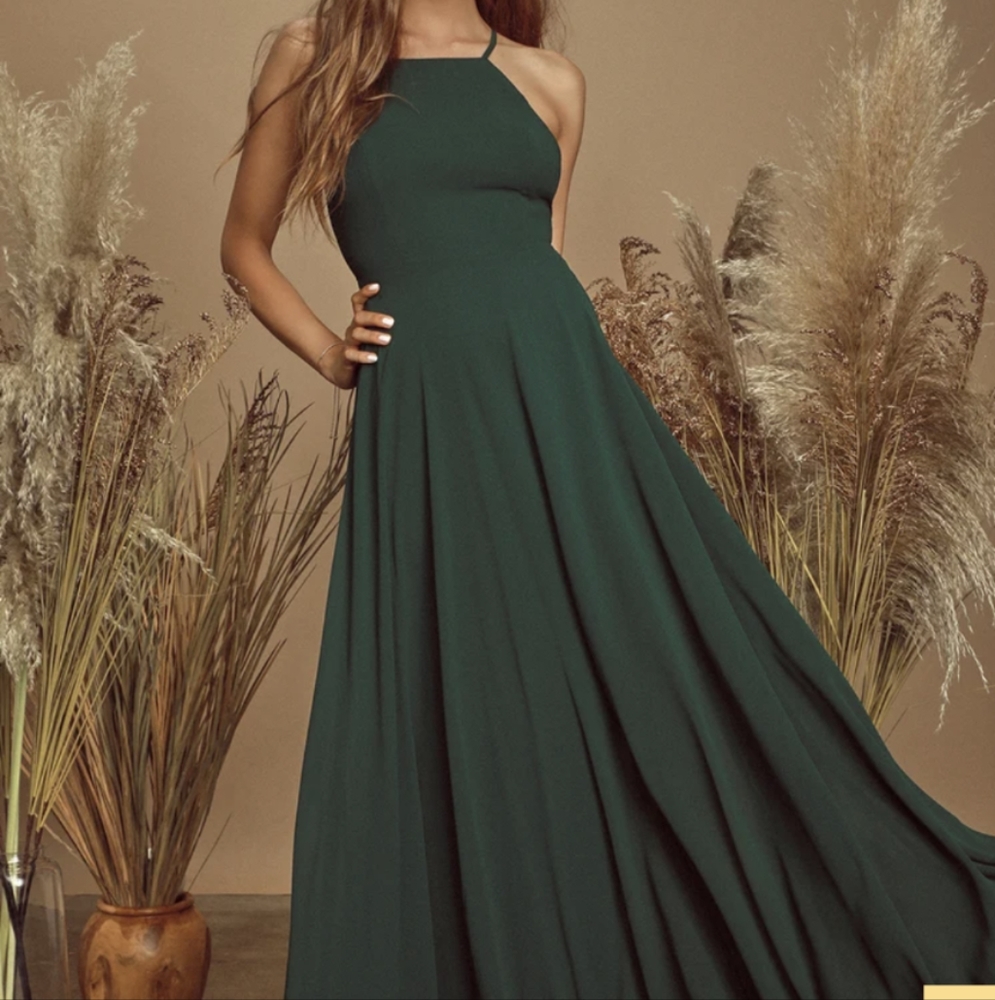 Lulu's Mythical Kind of Love Dark Green Maxi Dress